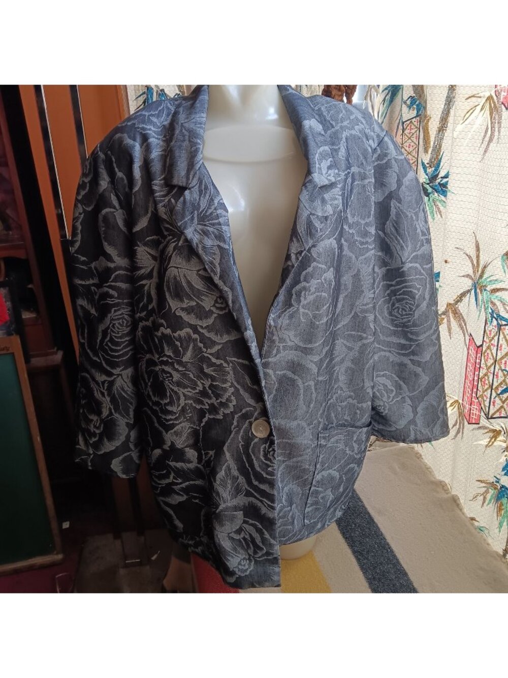 Vtg Hill Street Clothing Womens Lrge Jacket Lagenlook Oversized Dark Cottagecore